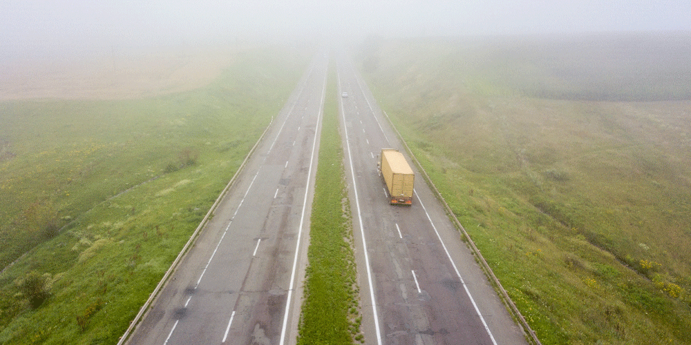 AerialViewOfTruckOnHighway