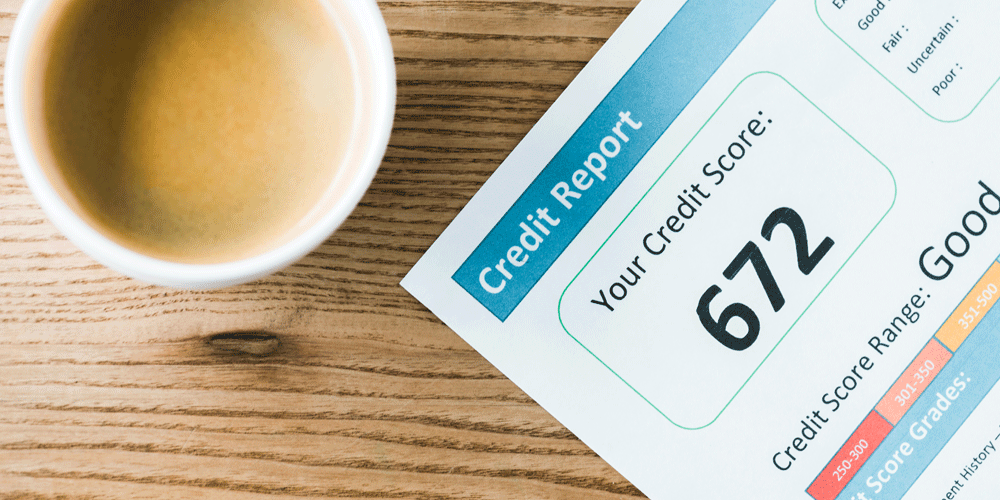 Credit report showing a 672 credit score.