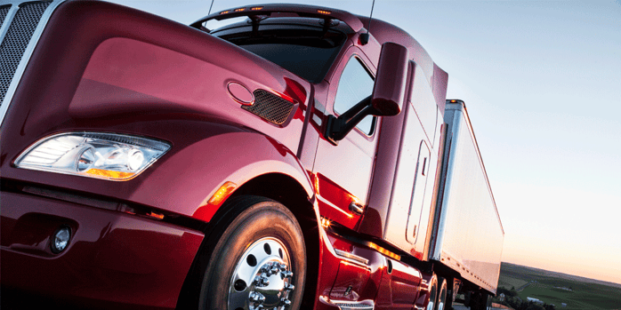 Front To Rear Low Angle Red Truck