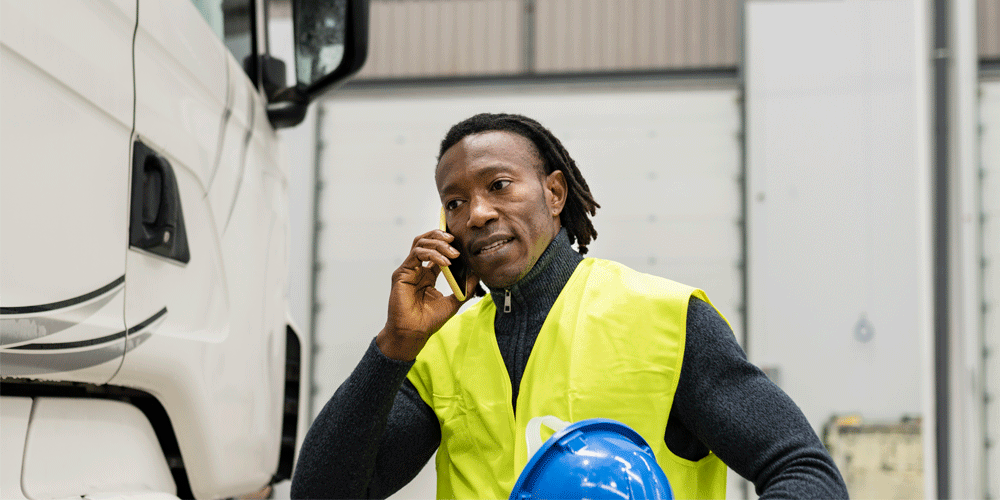 truck-driver-talking-on-the-phone; truck abandonment process for truck drivers; ATS; Anderson Trucking Service