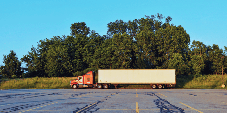 A dry van truck sits in an abandoned parking lot; CDL disqualifiers; ATS