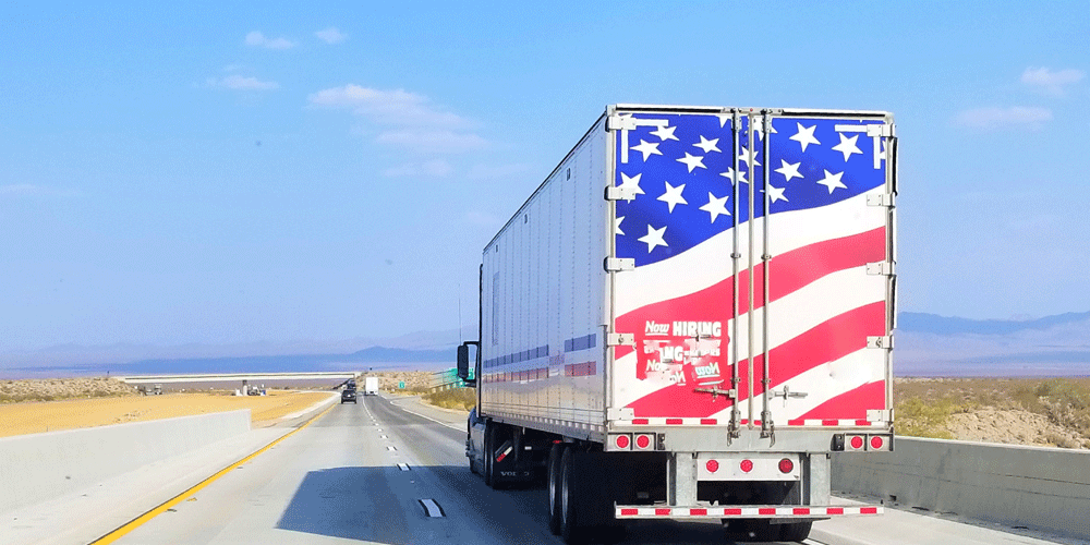 Flag Truck On Highway