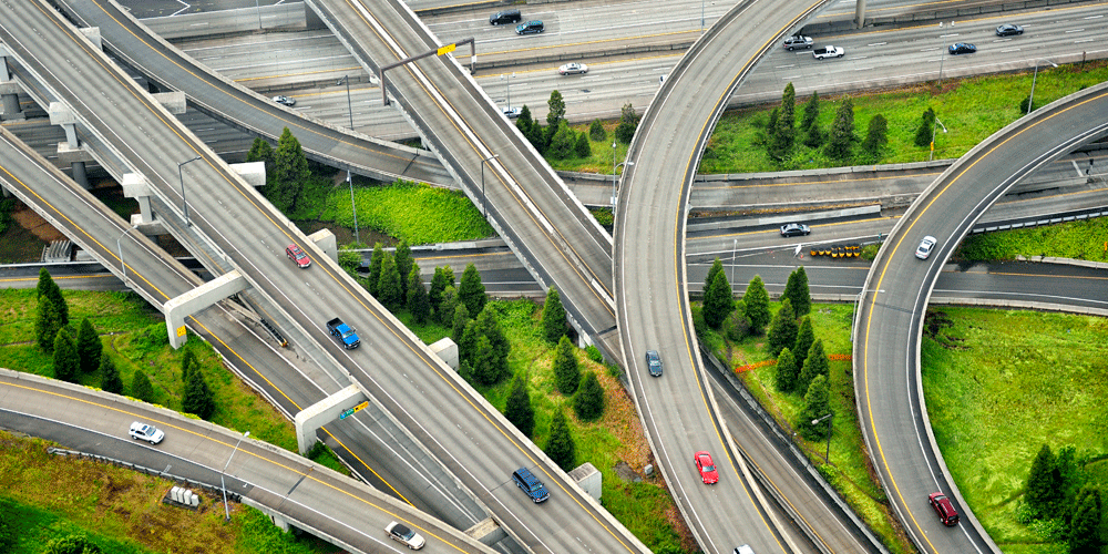 Aerial view of Interstate Overpass