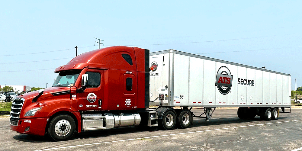 ATS Secure truck hauling van trailer.