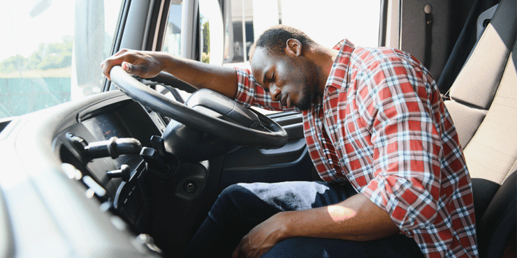 Truck driver asleep at the wheel, truck driver sleeping tips, Anderson Trucking Service, ATS
