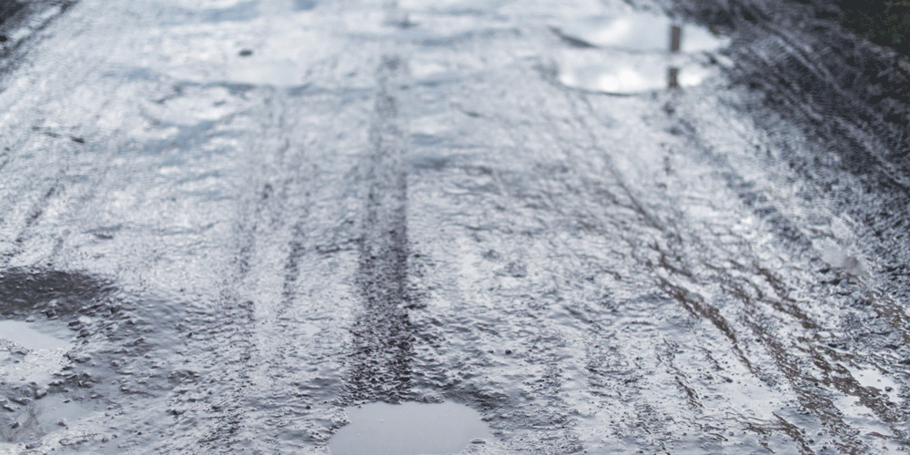 Muddy road.