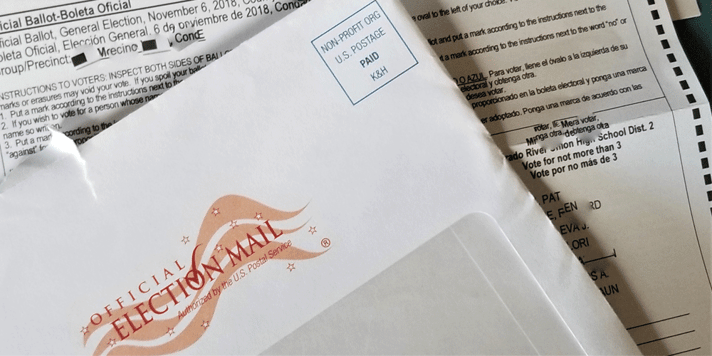Mail-in ballot and envelope to mail it in, how to vote as a truck driver, ATS, Anderson Trucking Service